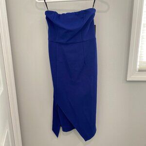 Lulu's Strapless Royal Blue Asymmetrical Dress - XS